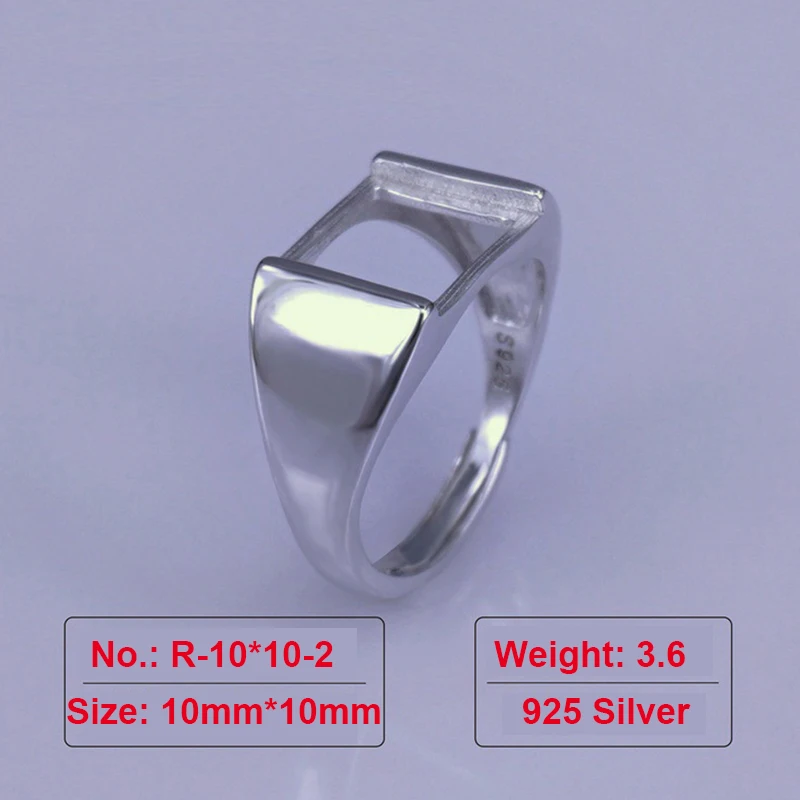 

10mm * 10mm Semi Mount Gemstone Ring Setting Solid 925 Silver Ring Bases for Jewelry Making