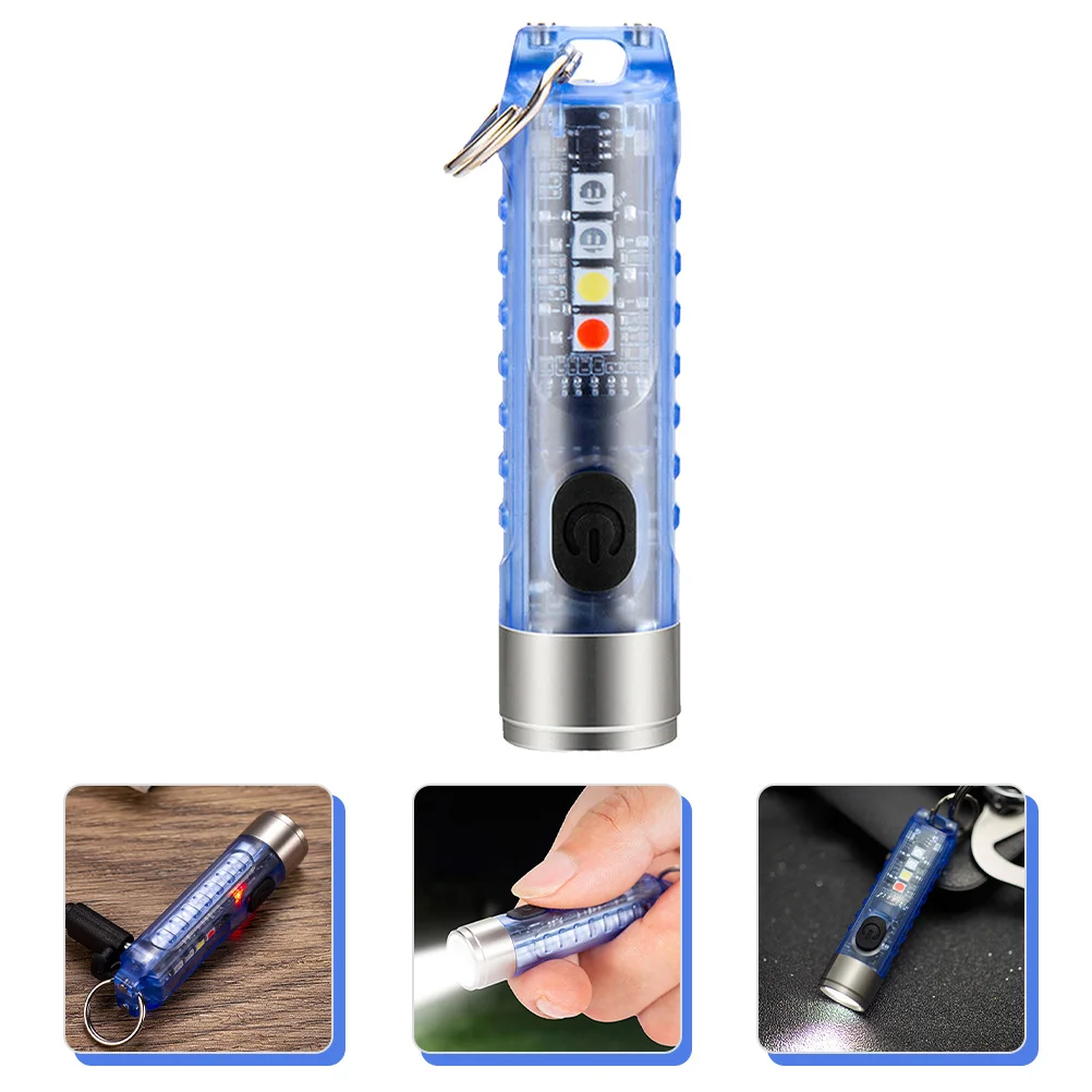 

Rechargeable Keychain Light Mini LED Flashlight with Adjustable White Red Purple Front Side Beams for Camping Hiking Emergency