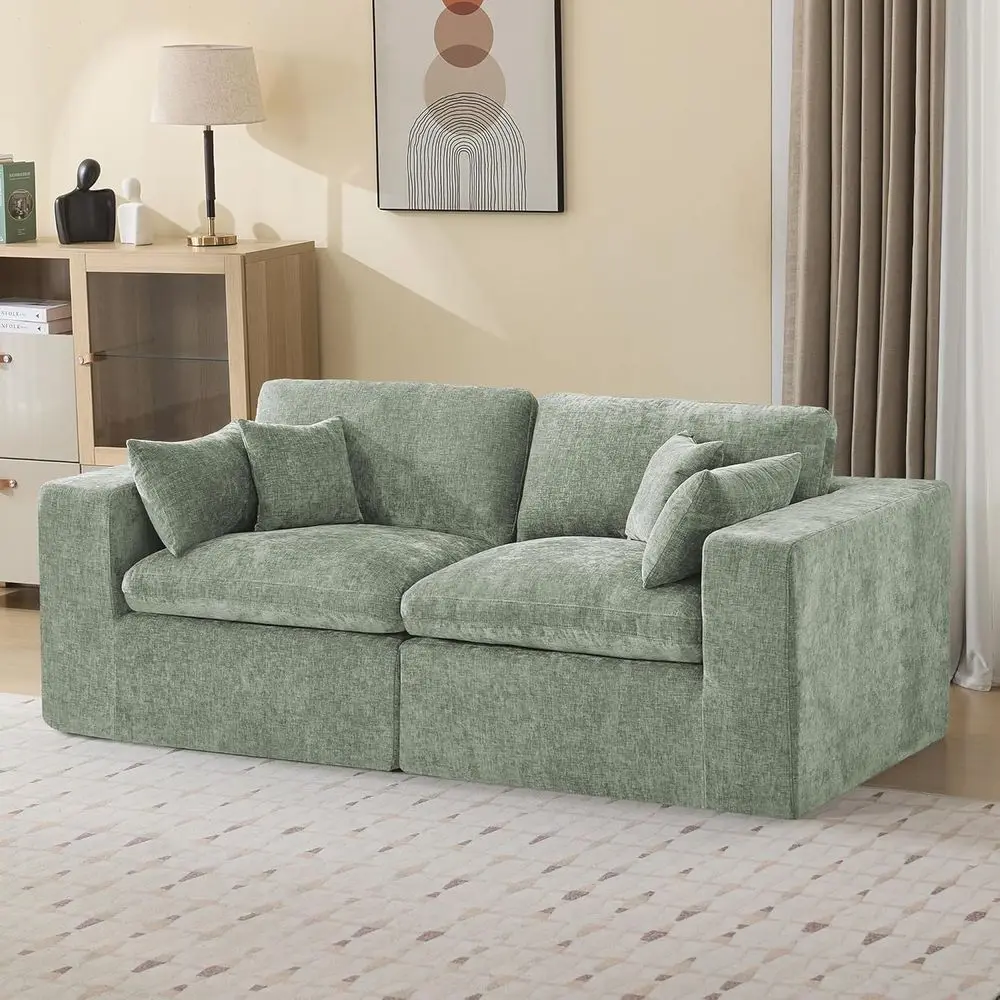 

Green 83 Deep Seated Chaise Sofa, Plush Loveseat with Memory Foam for Living Room