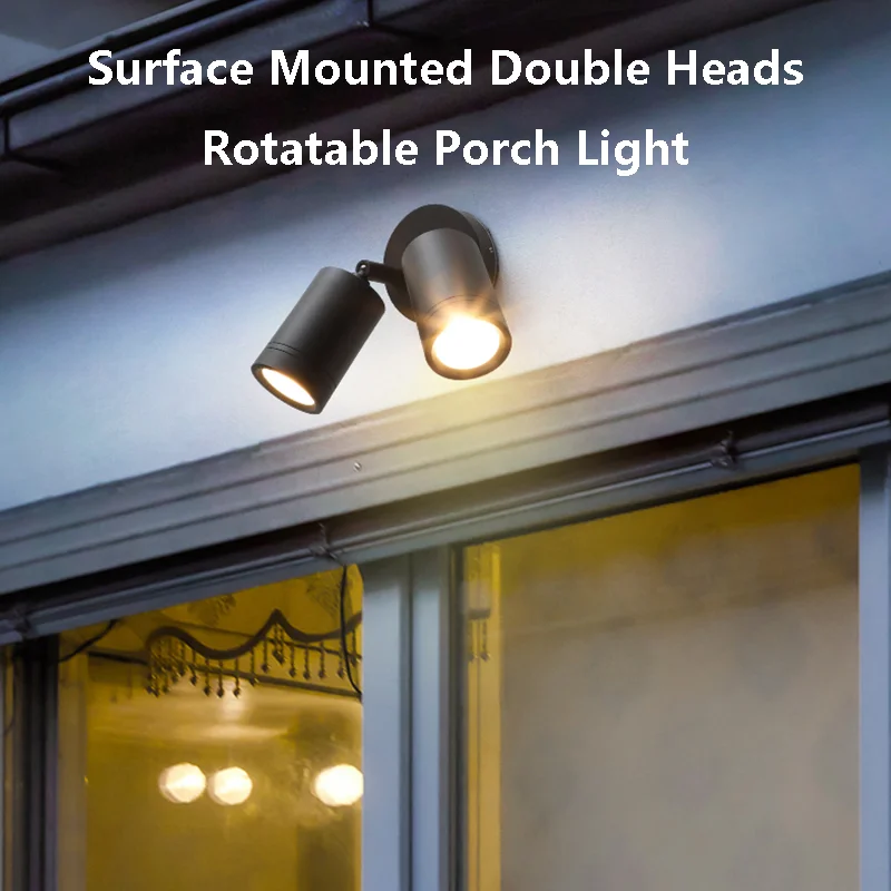 

Surface Mounted Double Heads Rotatable Porch Light Outdoor Waterproof Garden Courtyard Balcony Wall Lamp Hotel Villa Wall Sconce