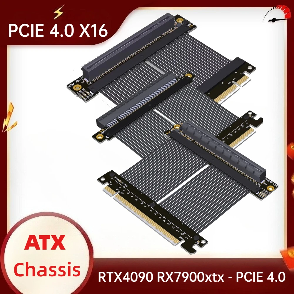 

ADT-Link 2025 Новый PCI Express 4.0 x16 Riser Ультратонкий кабель для расширения корпуса ПК ATX Gen 4 GPU PCIe x16 Слот 90 ° &180 ° Удлинитель