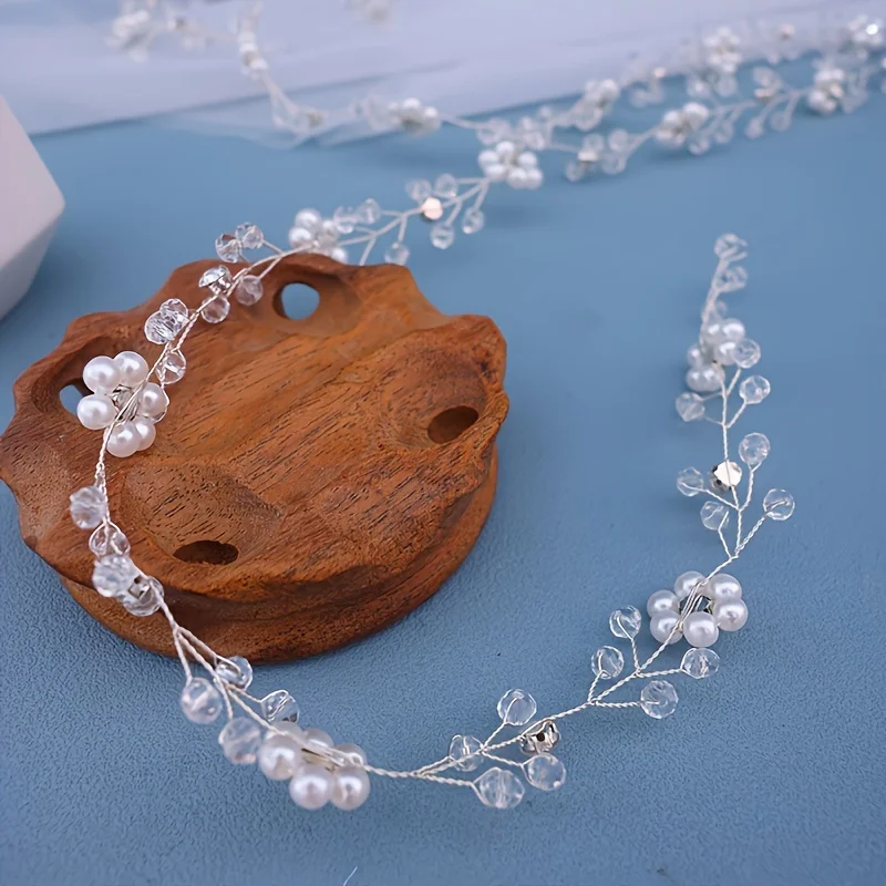 여성을위한 크리스탈 진주 머리띠 헤어 밴드 신부 라인 석 신부 머리띠 티아라 신부 웨딩 헤어 액세서리 쥬얼리 선물