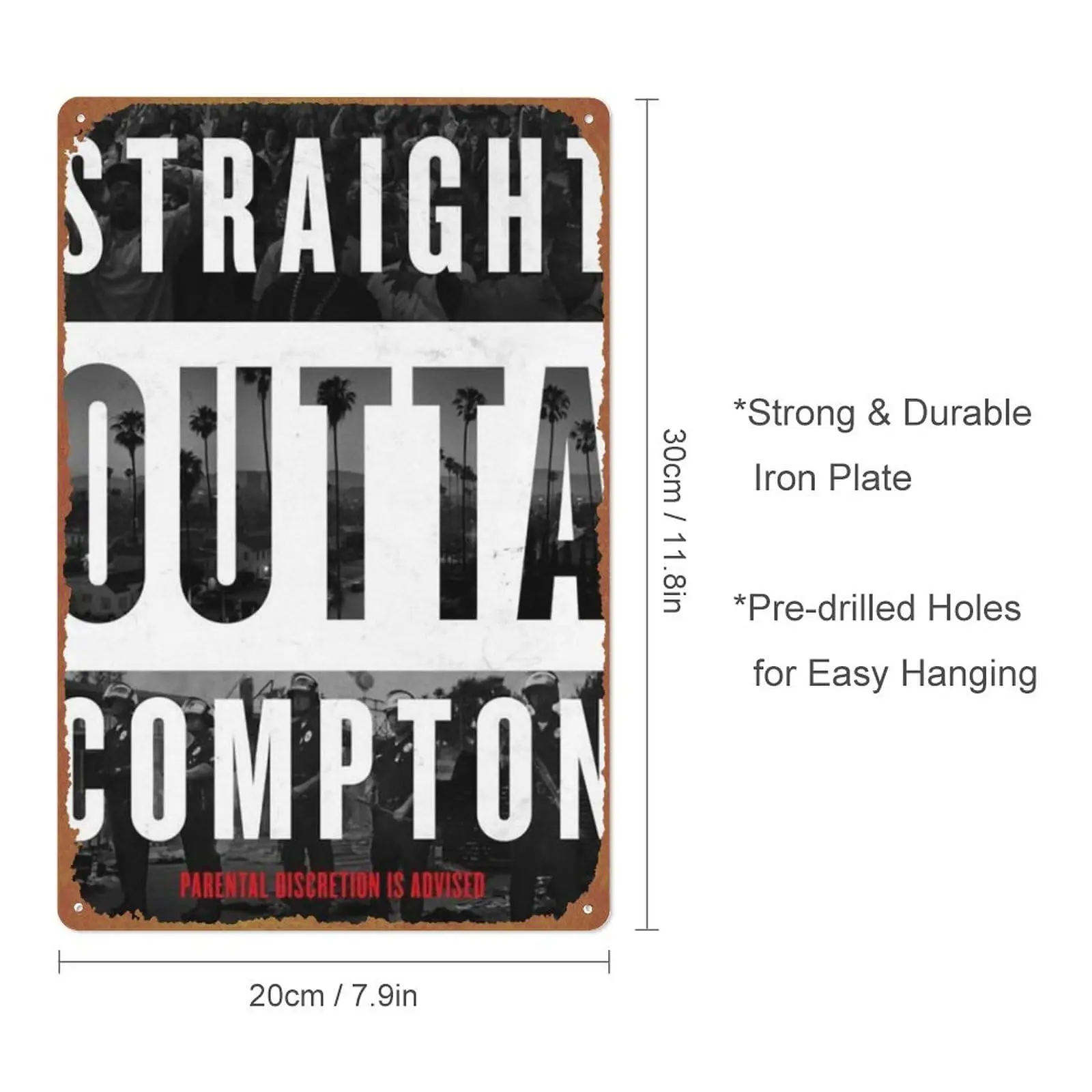 Straight Outta Compton Tin Sign Decoration Vintage Metal Movie Poster Signs Wall Decor 8x12 Inch