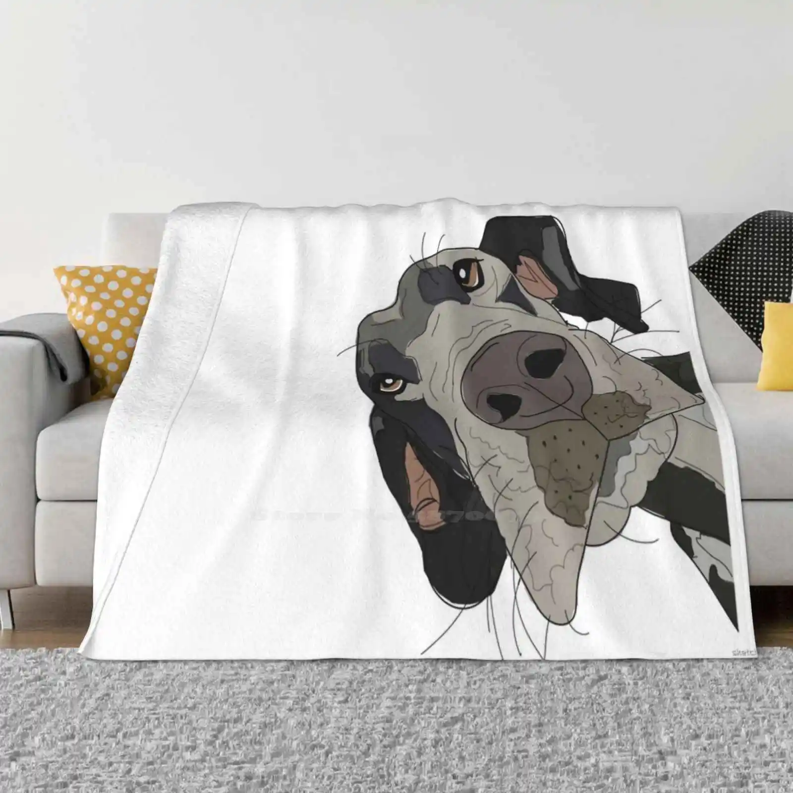 Great Dane In Your Face Dog Soft Warm Throw Blanket Dogs Puppy Puppies Sketch Framed Art Home Great Dane For Dog Lovers Doggo