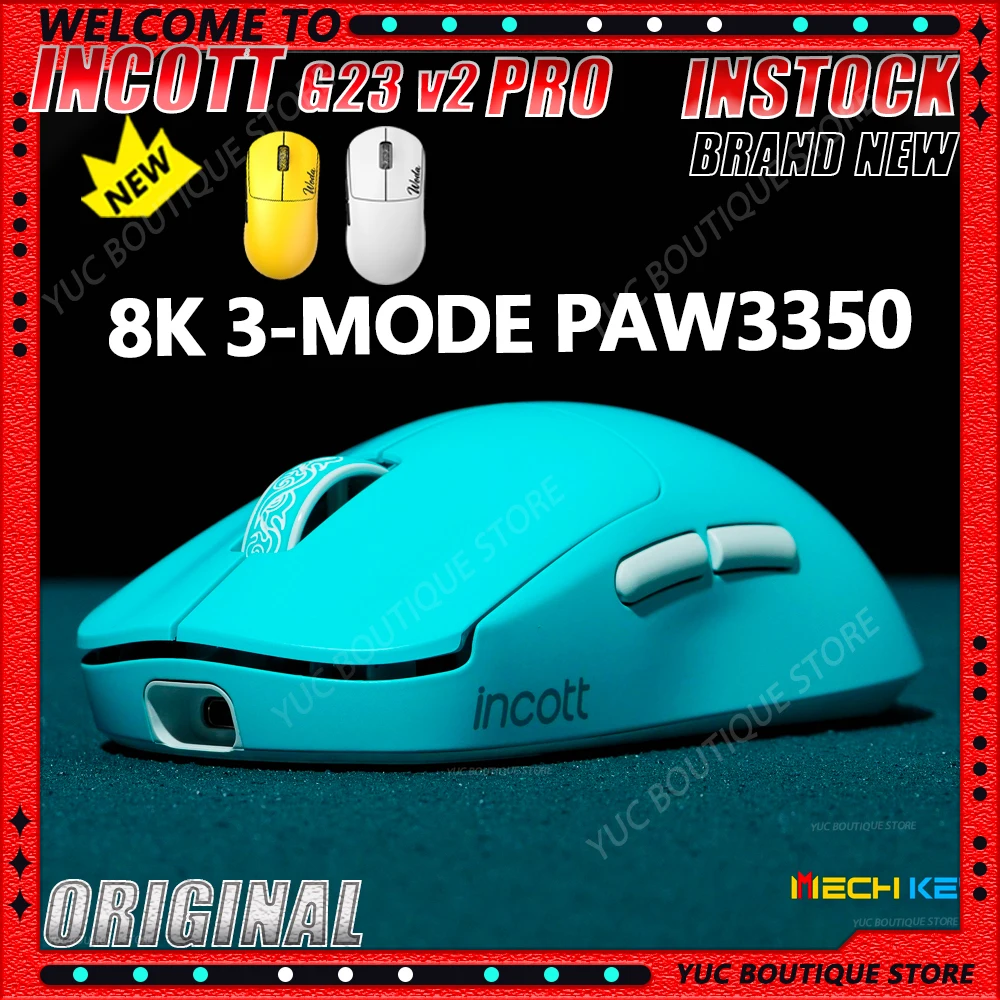 NEW INCOTT G23 V2 PRO/Se Gaming Mouse PAW3395 47g 3-mode Lightweight Wireless 8000Hz Polling Rate Ultra Low Latency Game Mice