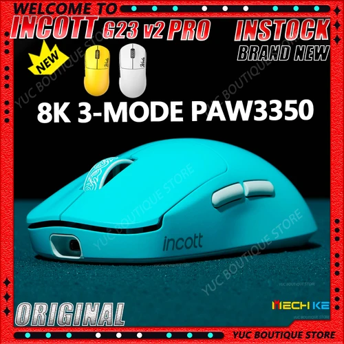 Nuevo ratón para juegos INCOTT G23 V2 PRO/Se PAW3395 47g 3 modos ligero inalámbrico 8000Hz tasa de orolling ratones de juego de latencia Ultra baja