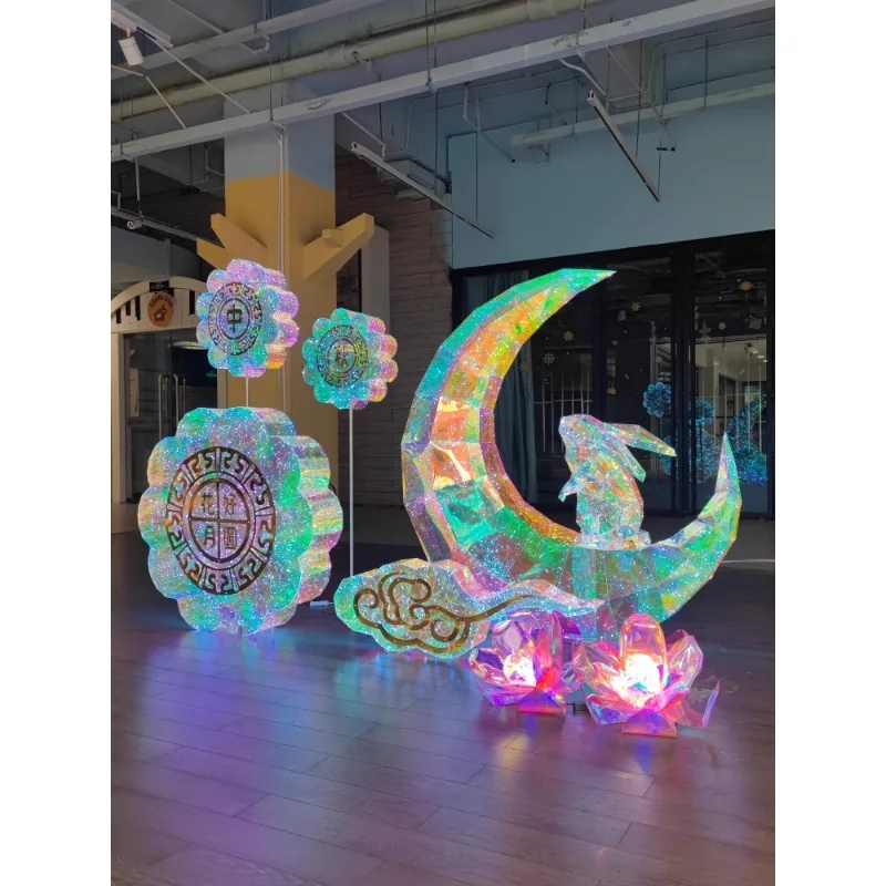 

Customized Mid-Autumn Festival online celebrity magic color beautiful rabbit moon shopping mall dp point outdoor window decorati