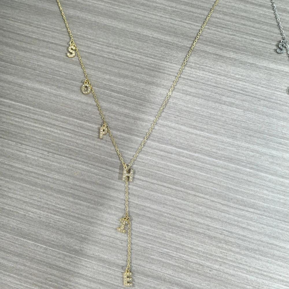 Custom Zirconia Initials Necklace Women Gifts Stainless Steel Gold Color Zircon Letters Name Y Shape Necklace Jewelry view 5