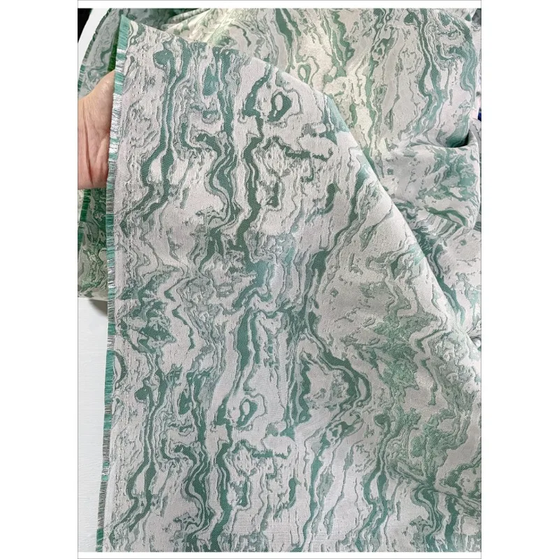 

Green and White Wavy Plain Weave Fabric Gilded Double-sided Jacquard Creative Suit Jacket Han Clothing Designer Fabric