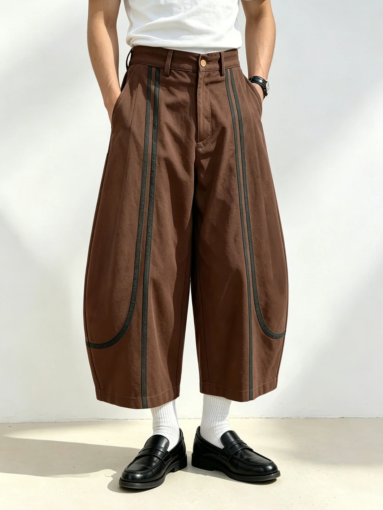 

Men Premium Solid Cropped Dress Pants 2026 Summer, Webbing Spliced Button Pocket Trousers for Daily Office Travel Wear