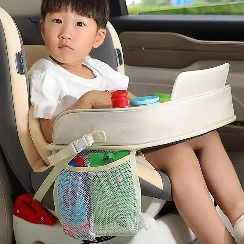 Car Seat Tray for Baby Kids Seat Table for Dining Foods Phone Holder Watching Cartoon Kids Foldable Table With Side Organizer