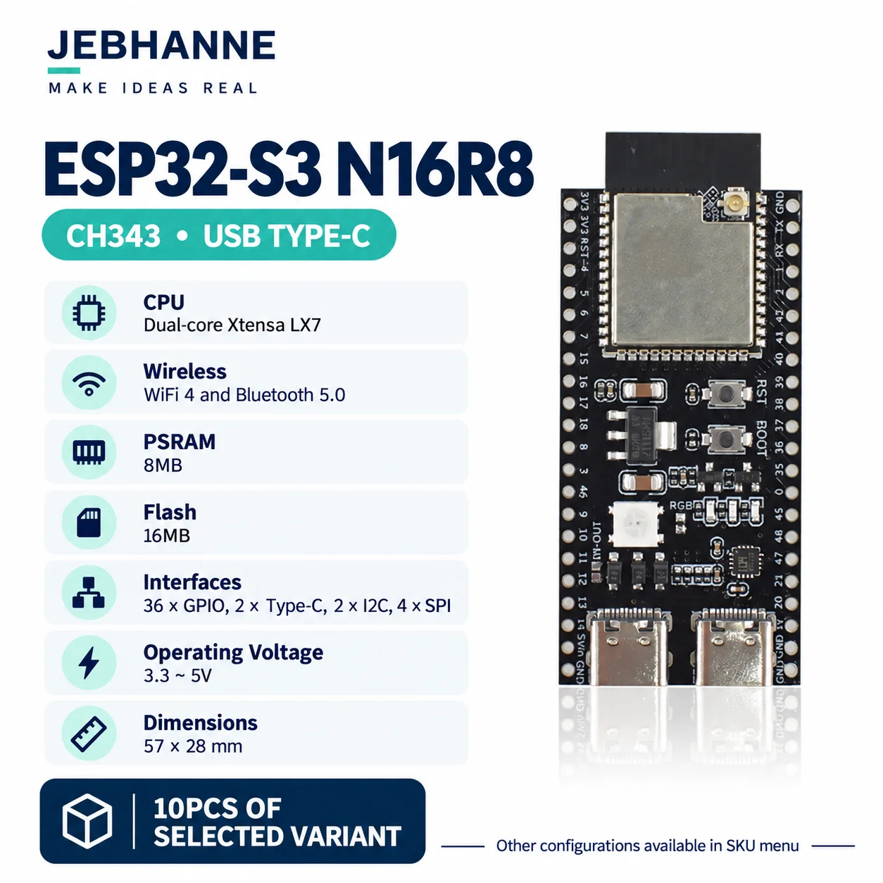10PCS ESP32 S3 C3 C6 Development Board CAM Camera Module SuperMini USB Type C Programmer Base IoT DIY Kit