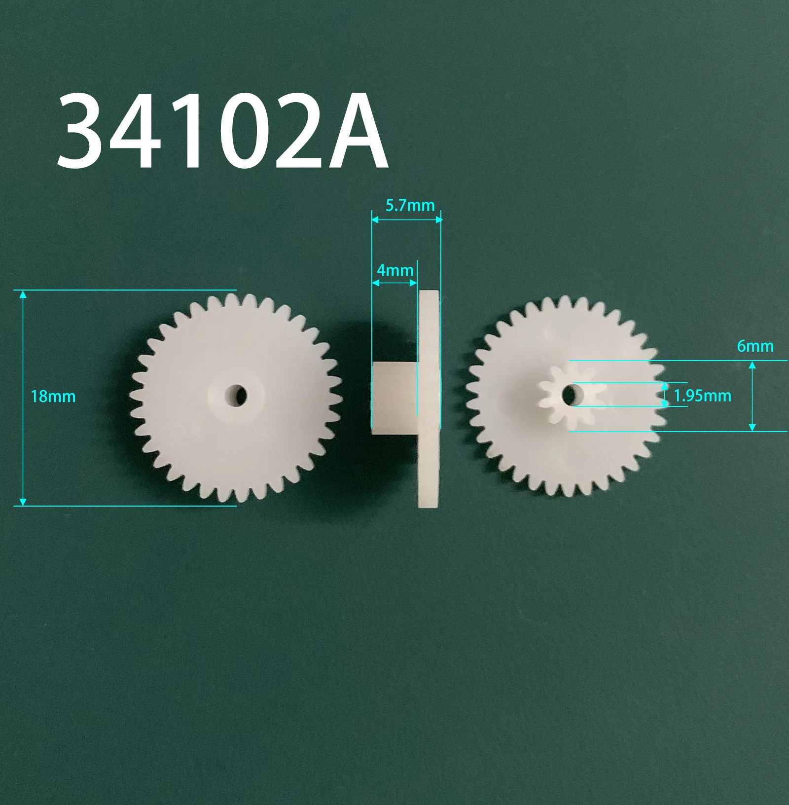 34102A 34102B 34102.5B 0.5M Plastic Spur Gear OD 18mm 34 Teeth + 10 Teeth 2mm Tight Loose Fiting Steampunk Gears 10pcs/lot