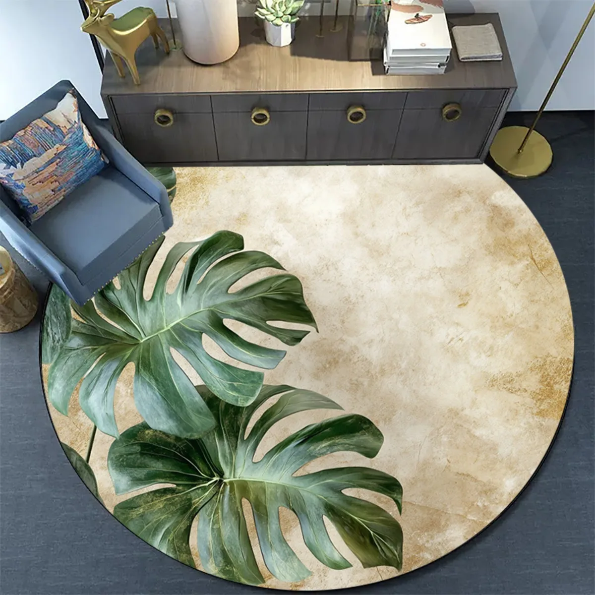 tapete-redondo-de-planta-tropical-em-flanela-inspirado-na-natureza-para-sala-de-estar-e-quarto-antiderrapante-lavavel-grande-com-folha-de-monstera