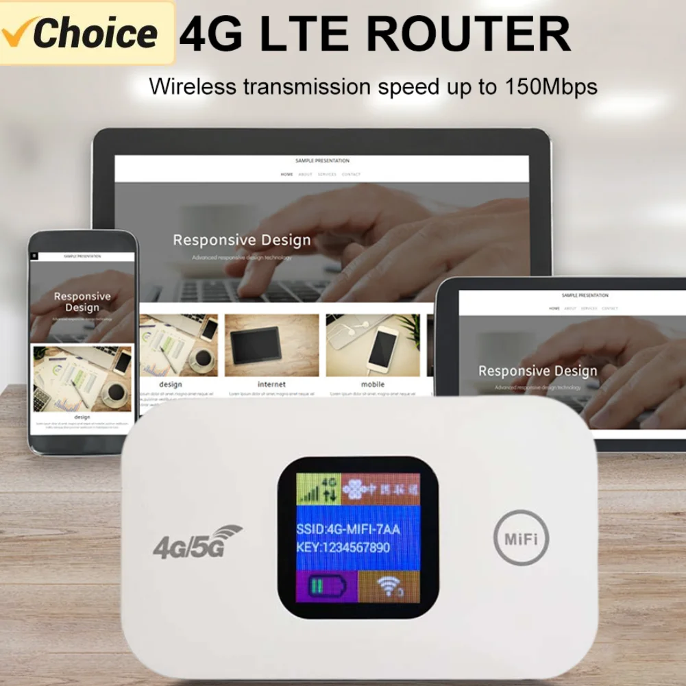 4G LTE Mobile WiFi Hotspot 150Mbps Mini 4G Router Sim Card Slot Portable Network Hotspot Device 2100mAh Colorful LED Display