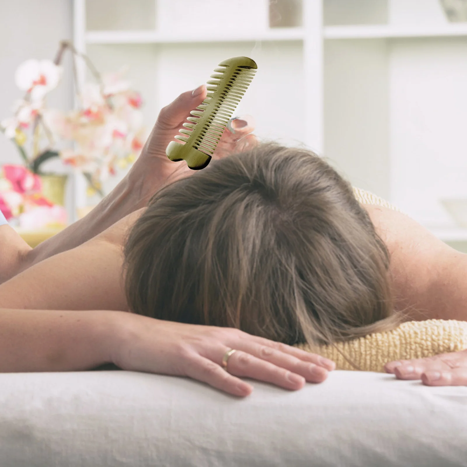 

Professional Ox Horn Massage Comb Durable Double-Sided Hair Care Comb Scalp Stimulating Anti-Static Lightweight