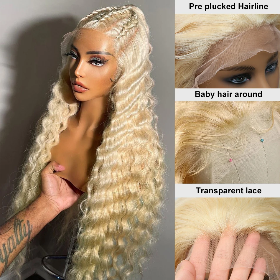 613 hd koronkowa peruka czołowa 13x6 blond z głębokim koronkowa fala z przodu peruki z ludzkich włosów kręcone 13x4 miodowe blond peruki typu Lace Front dla kobiet