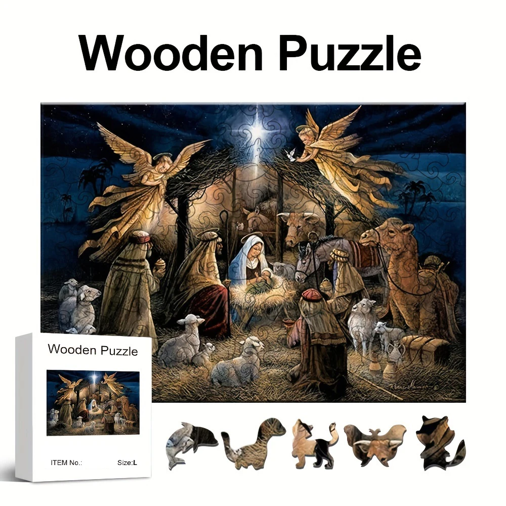 Wooden puzzle Masses Thanksgiving Christmas Gift box Beautiful gift Irregular animal shape puzzle Christmas gift adult stress re