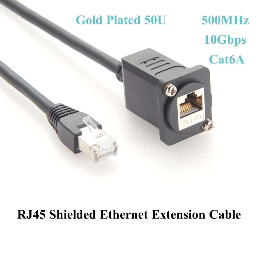 D Series XLR RJ45 Cat6A Ethernet Male to Female Extension Cable 10G RJ45 LAN Network Shielded Screw Panel Patch Feedthru Cable