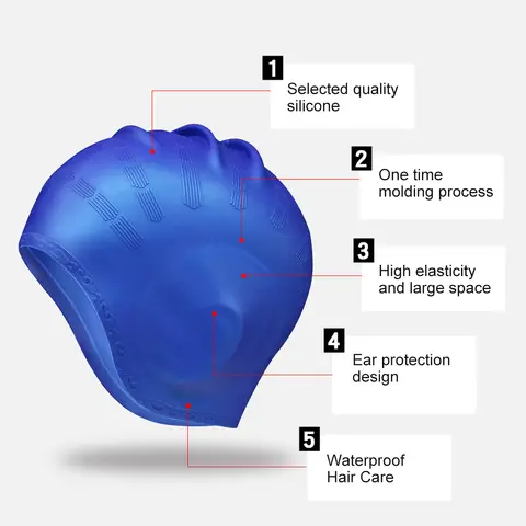 2 st silikon badmössa heltäckande män kvinnor dykning badvatten sportskyddande mössa 6 best sales badkläder - №3