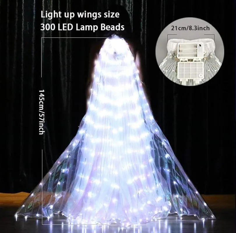 LED Fairy Wings Cloak Adult Children Dancers Colorful Luminous Butterfly Wings Belly Dancing Performance Stage Party Photo Prop