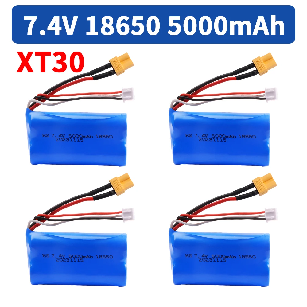 HUINA 580 1580 1583 RC 장난감용 리포 배터리, XT30 플러그, 7.4 V 5000mAh, 7.4 V 2S 배터리, 1580-005 Huina 550 583 582
