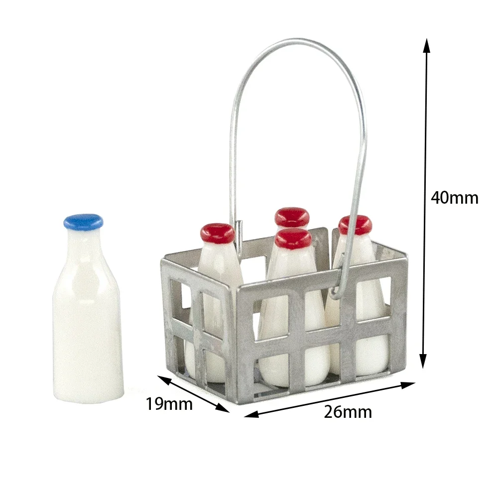 1/12 Dollhouse Miniatures มินิตะกร้านมขวดชุดเครื่องดื่มของเล่นสําหรับตุ๊กตาอุปกรณ์ House ตกแต่ง bjd