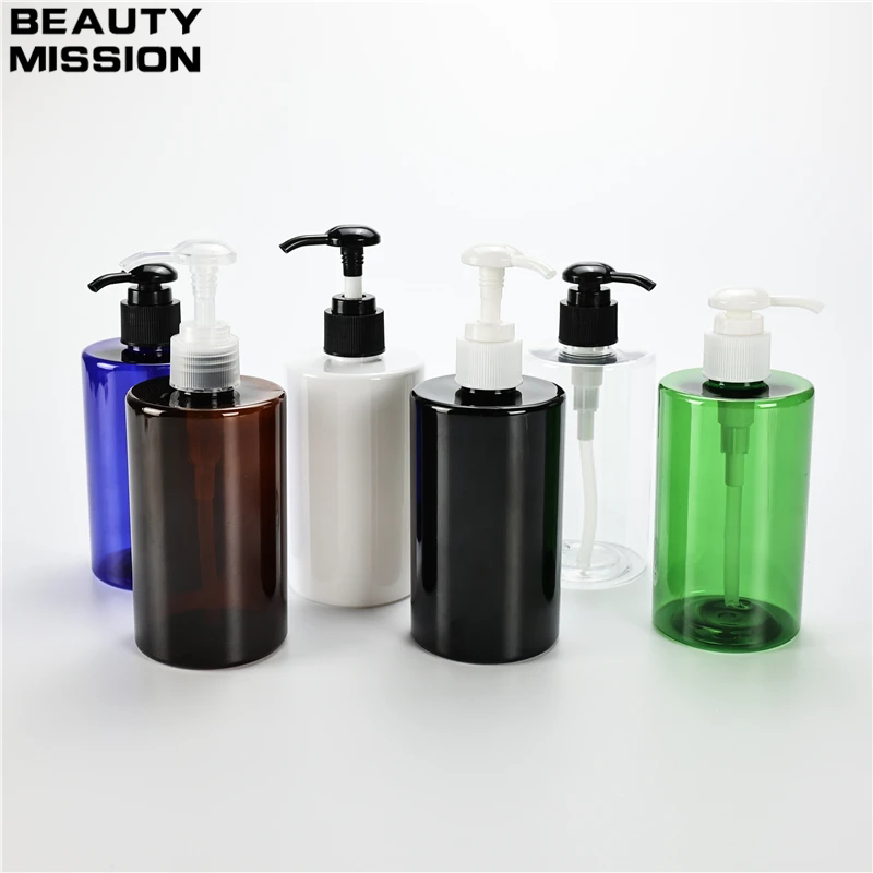 

Chunky 300ML X 20 Liquid Soap Packaging Flat Shoulder Bottles With Round Lotion Pump Travel Shampoo Shower Gel Plastic Container