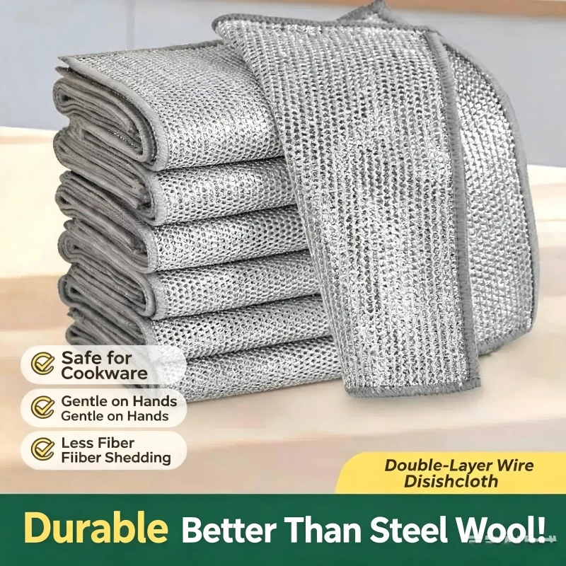 1/5/10 Pcs Steel Wire Cloth with Double-sided Mesh Strong  Easy Clean Brush Pots and Dishes Strong  Wear-resistant Durable