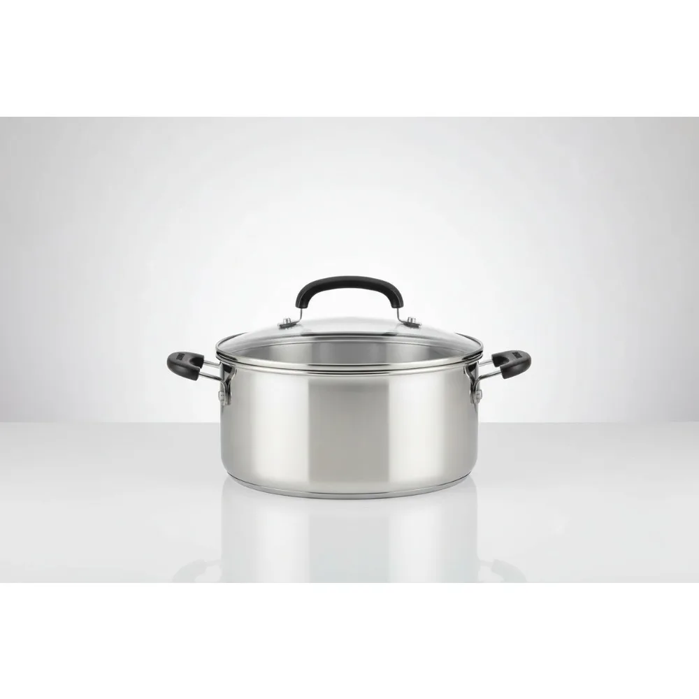 

Голландская духовка премиум-класса из нержавеющей стали со стеклянной крышкой, 5 литров, можно мыть в посудомоечной машине и индукционная готовка для всех варочных панелей