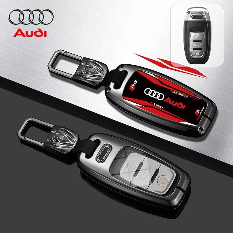 

Alloy+Leather Car Key Case Suitable for Audi Q8 Rs8 A6 C8 S6 Rs6 A7 S7 Rs7 A3 8Y A8 D5 4N Rs E-Tron Gt Q4 Q7 4m Accessories