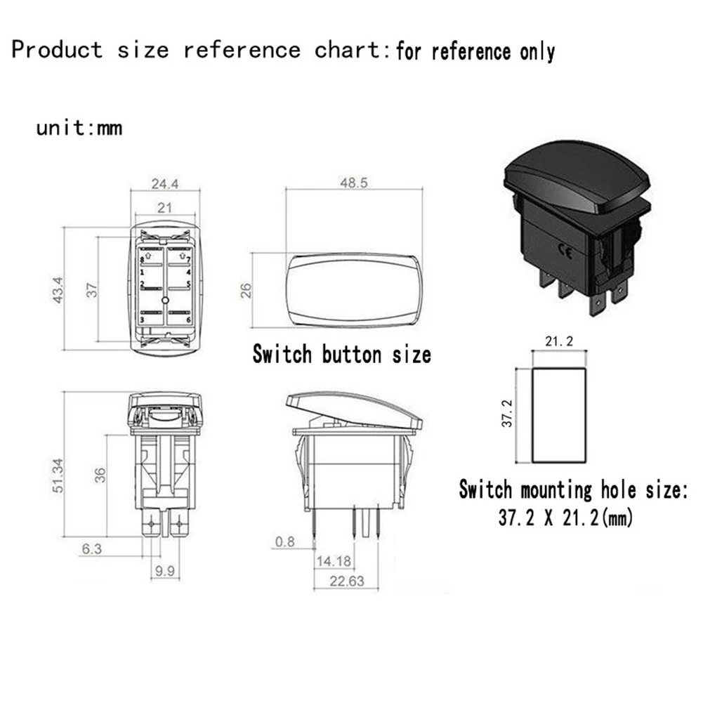 Part Switch Rocker Switch Turn Signal Vehicle 7Pin Accessories Black Boat For RV Off-Road Pickup Practical Brand New