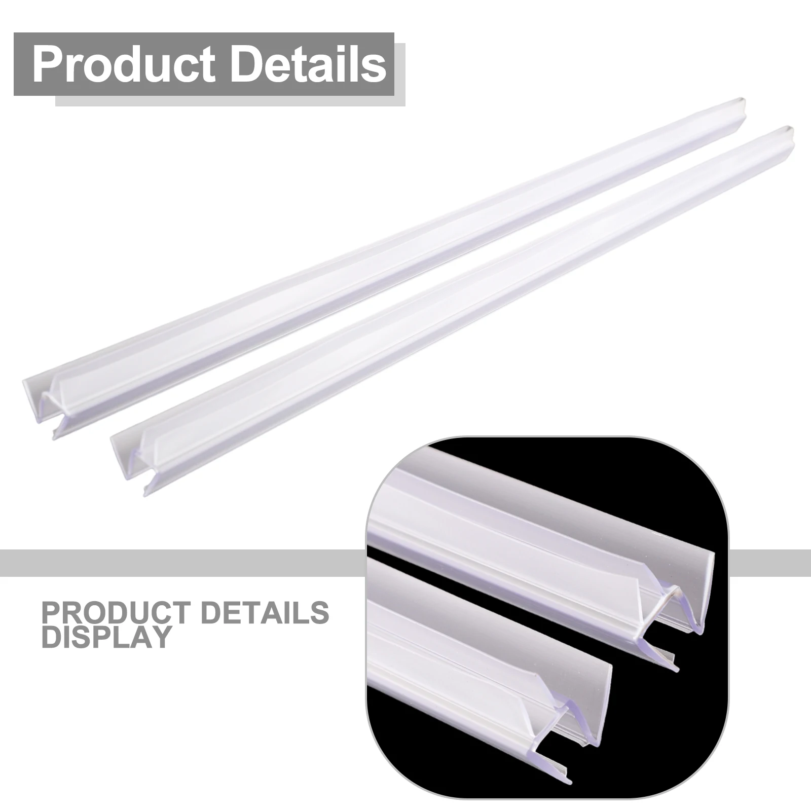 Clear and Lively, 2pcs 50cm Replacement Shower Seal, Prevent Yellowing, Sustain a Fresh and Vibrant Bathroom Look