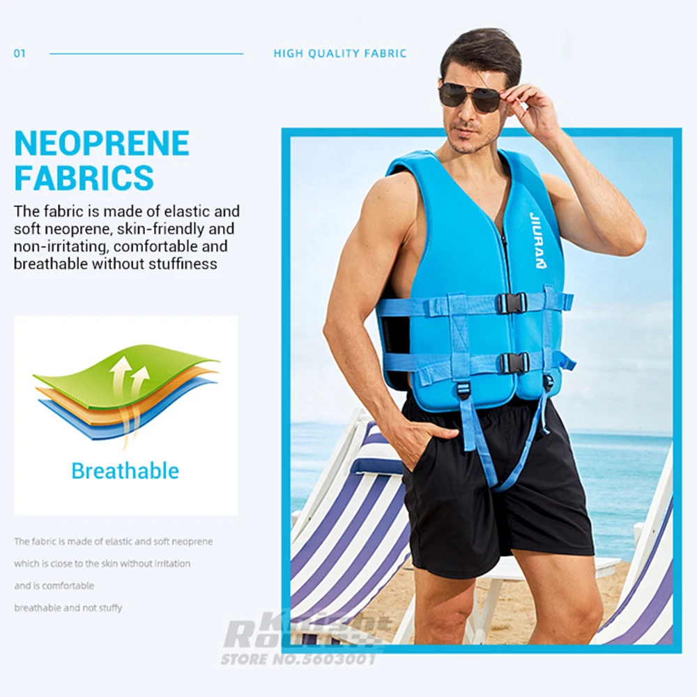 Adults Life Jacket Neoprene Safety Life Vest Water Sports Fishing Water Ski Vest Kayaking Boating Swimming Drifting Safety Vest