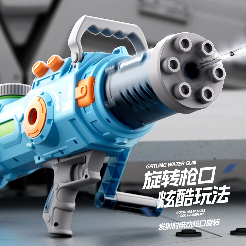 Handkurbel Gatling Wasserpistole Spielzeug Hochleistungs-Automatik Burst Water Blaster Outdoor Sommer Pool Strandspielzeug für Kinder Erwachsene Spiel