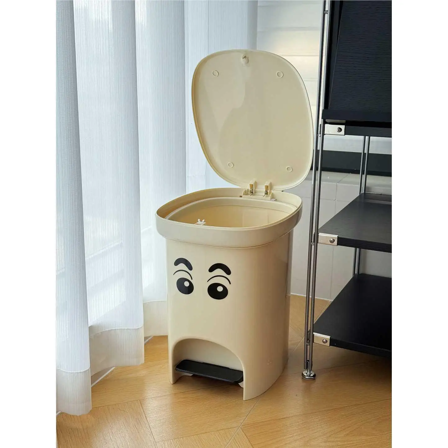 

Large Capaci Home Tra Can Foot Pedal Double Opening Cover Odor Sed Garbage Bin Fly Household Cleaning Tools