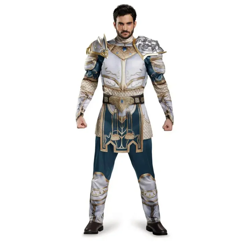 Snailify WOW postać filmowa Cosplay mężczyźni Warcraft King Llane kostium mięśni średniowieczny kostium króla tarcza