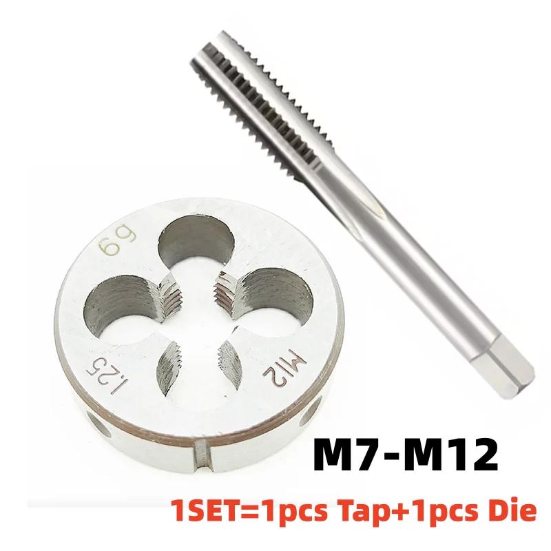 1Set Metric Screw Hand Tap and Die Set Fine Thread Dies Taps Suit M7M7.5 M8M8.5M9M9.5M10M11M12 X 0.5 1 0.75 1.25 1.75