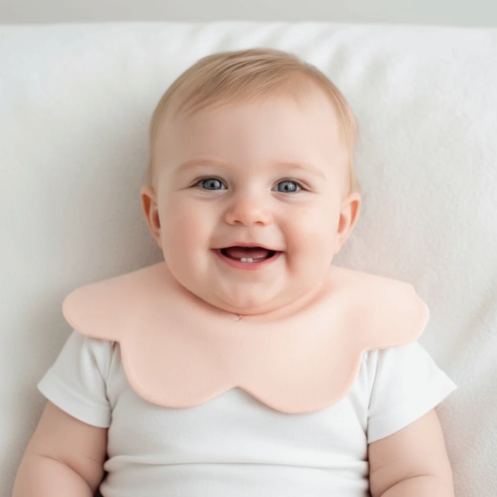 Solid Color Baby Feeding Bib Comfortable Double-sided Wearing Drool Burp Cloth Soft Cotton Petal Design Cotton Saliva Towel