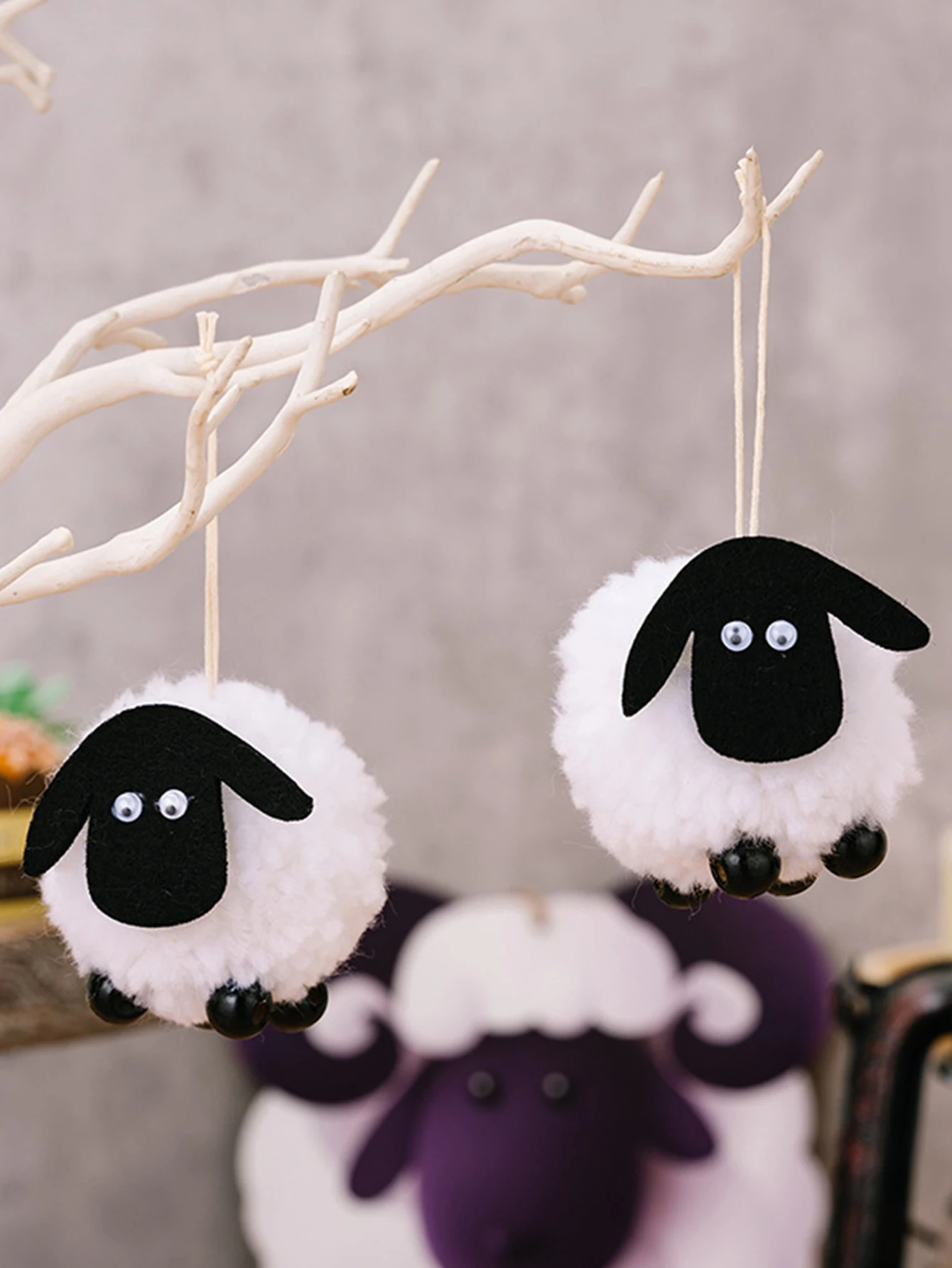 Mini Black White Eid al-Adjha Sheep Hanging Decoration Id al-Adjha Decorations Sheep Droppings