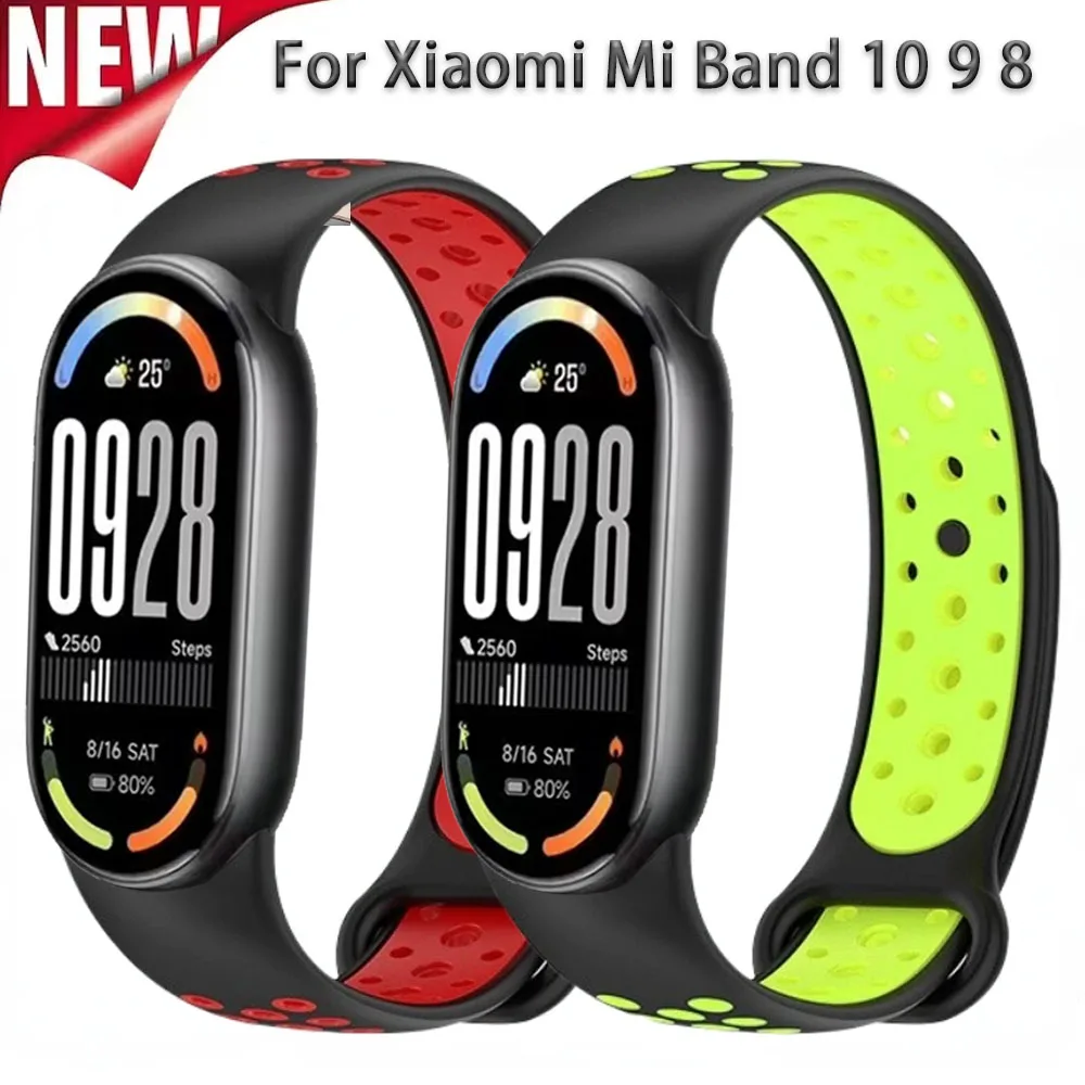 Силиконовый ремешок для Xiaomi Mi Band 10 9, мягкие спортивные часы Smatr, дышащий браслет-браслет для Mi Band 9 8, сменный ремешок