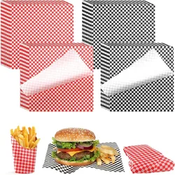 Checkered Dry Waxed Deli Paper 12x12 Inch Sandwich Wrap Paper Food Basket Liner Wax Paper Sheets for Party Kitchen Restaurant