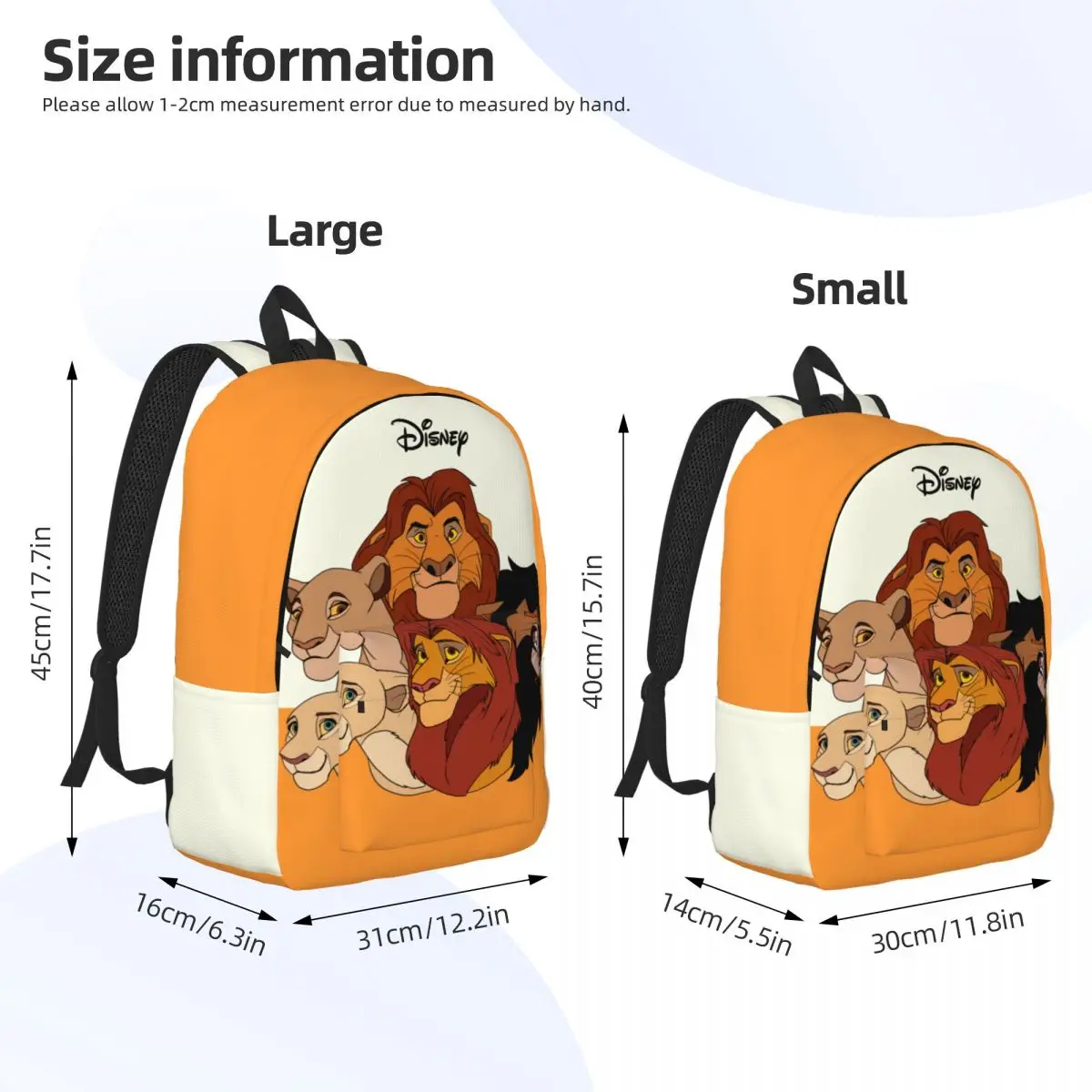 Bolsa de libros de retrato familiar, bolsa de almacenamiento de gran capacidad de Disney, El Rey León, estudiantes de secundaria, Kawaii, senderismo, cumpleaños