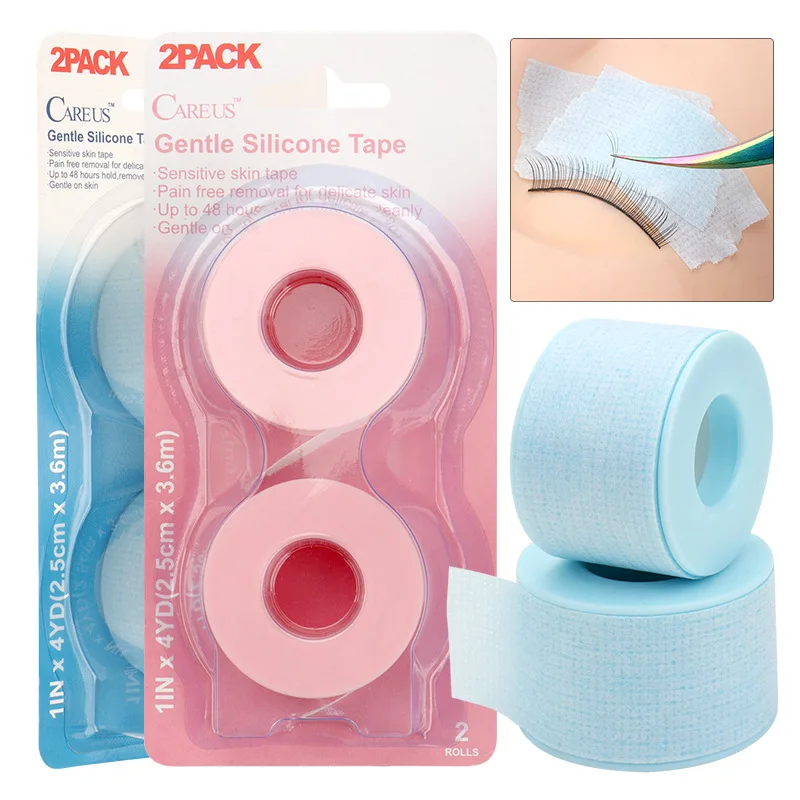 2Rolls/box Non-woven Silicone Gel Eyelash Tape Breathable Sensitive Resistant Pink/Blue Under Eye Pad Eyelash Extension Tools