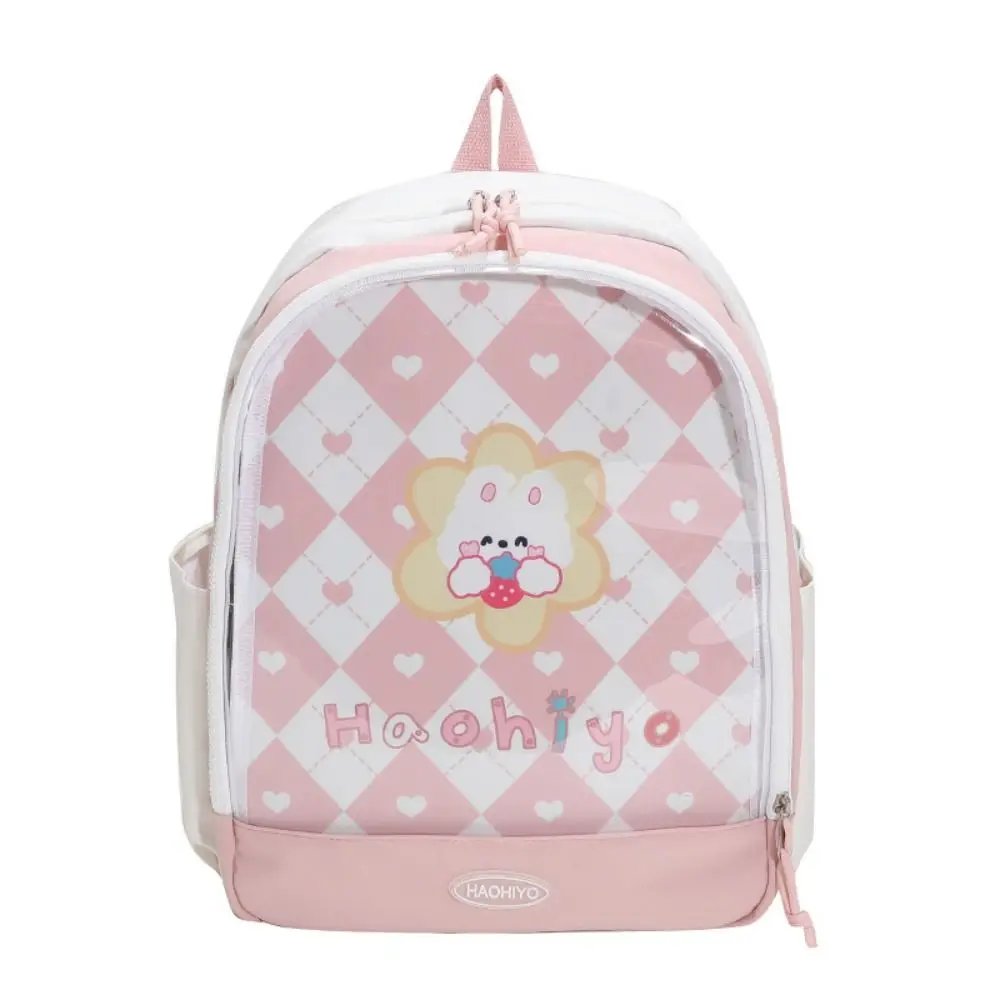 Grande capacidade boneca display mochila estilo coreano bonito transparente itabag náilon dos desenhos animados estudante saco de escola crachá exibição