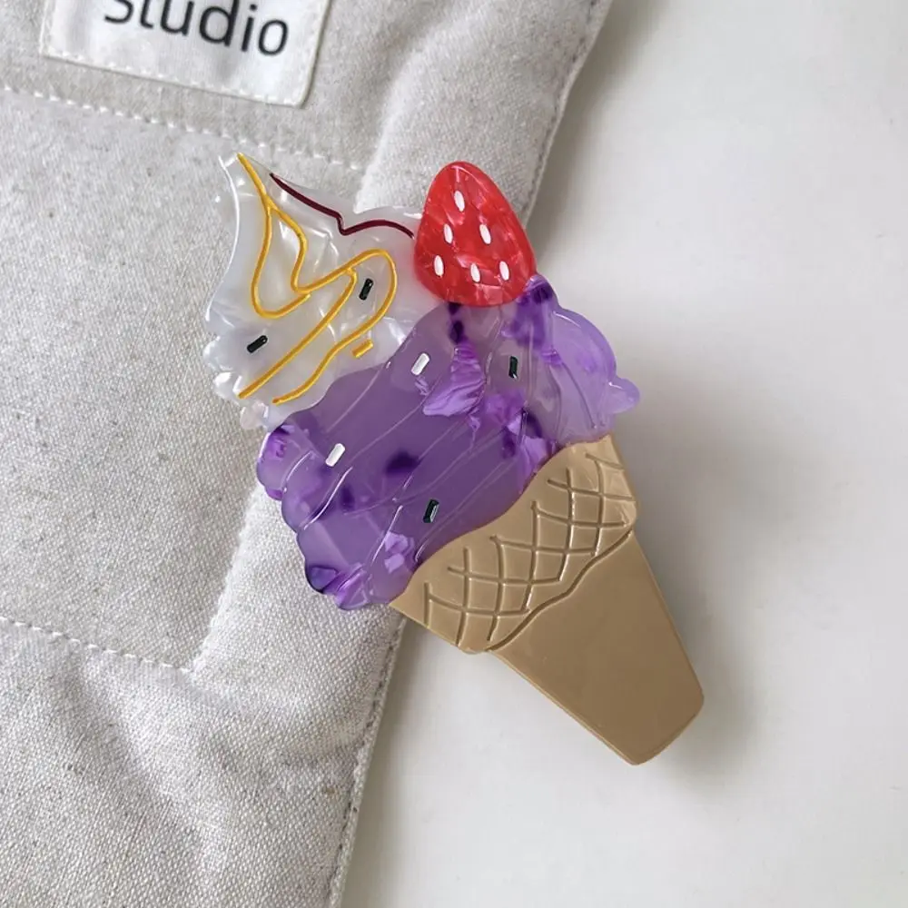 

Headdress Cute Ice Cream Shark Clip Sweet Summer Ice-cream Cone Hair Claw Colorful Acetic Acid Delicious Food Claw Clip Girls