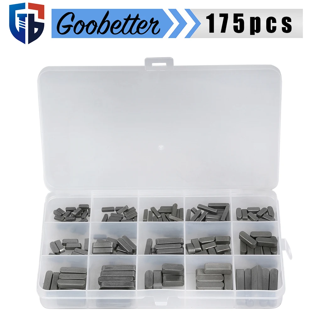 

175pcs M3 M4 M5 M6 Stainless Steel Parallel Key Shaft A Type Square Rectangular Flat Keys Set Round Ended Dowel Drive