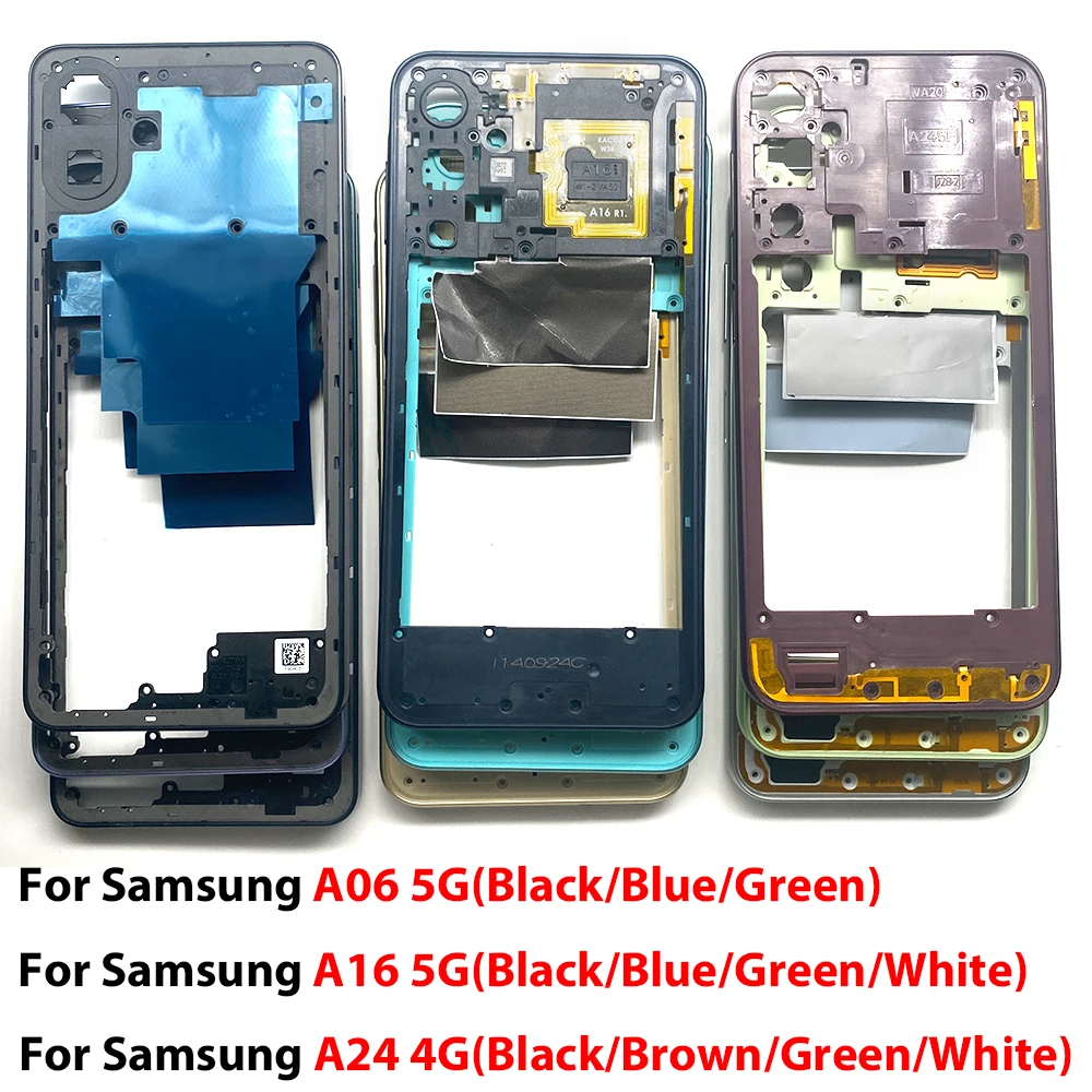 NEW Housing Middle Frame Plate Case With Back Rear Camera Lens Repair Parts For Samsung A06 5G / A16 5G / A24 4G