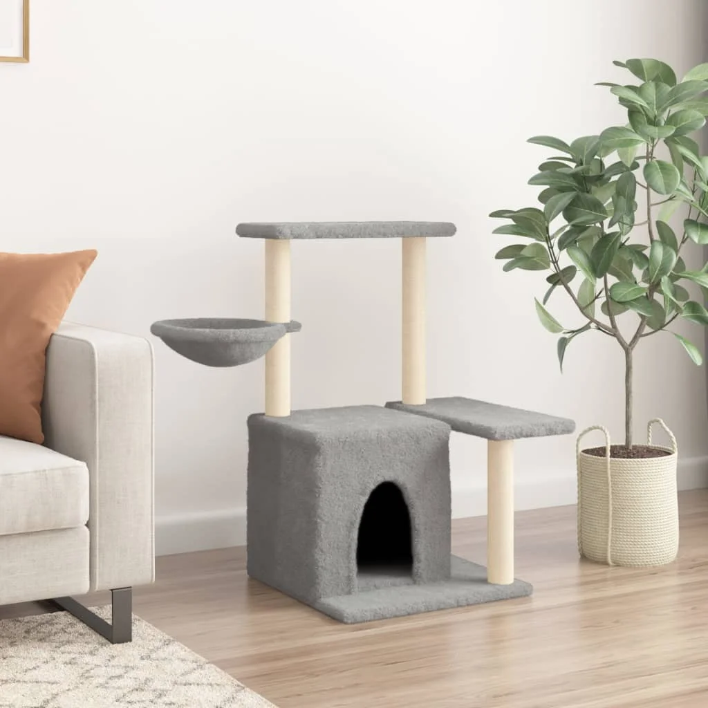 Cat Tree with Sisal Scratching Posts Light Grey 83 cm