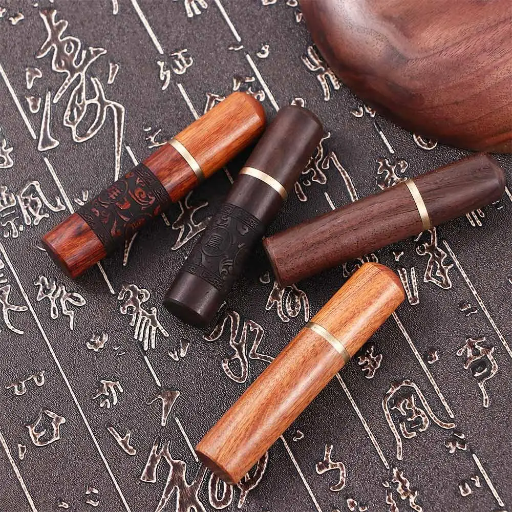 Natural Wood DIY for Needlework with Engraved Pattern Needle Storager Sewing Needle Box Needles Container Toothpick Case